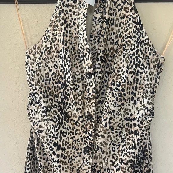 ZARA Leopard Print halter Sleeveless Jumpsuit - Picture 2 of 4